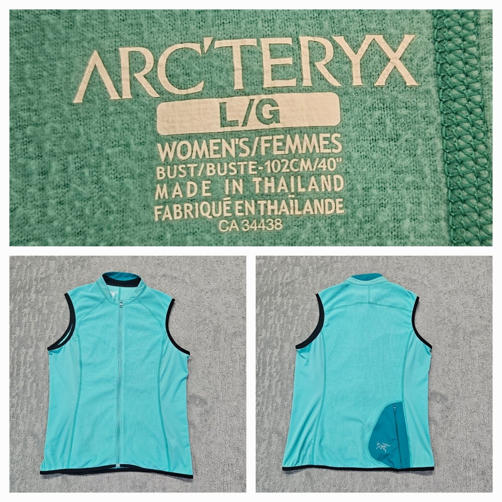 Arc'teryx Vest Women Full Zip Vest Mock Neck Lightweight Hiking‎ Sz. L